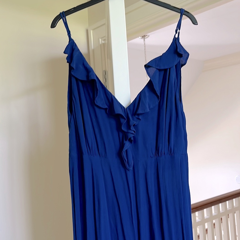 Blue jumpsuit - low back - adjustable straps - large